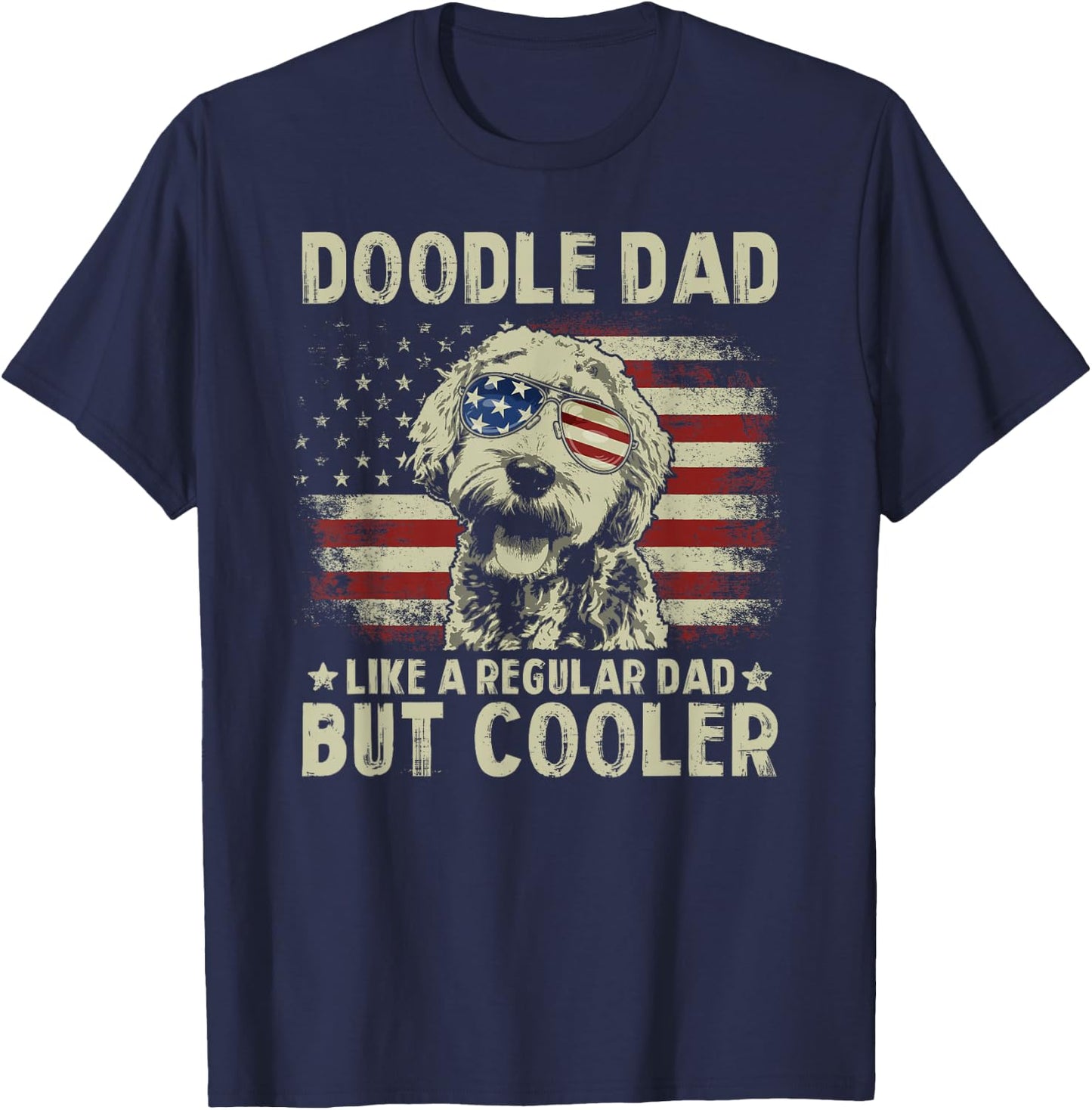 Vintage USA Flag Goldendoodle Doodle Dad Fathers Day Men T-Shirt - T-Shirt | Navy
