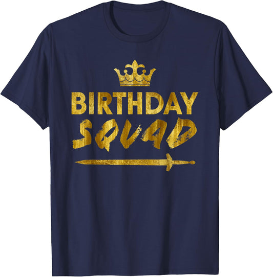 Happy Birthday Squad King Crown Sword Party Golden Cruise T-Shirt - T-Shirt | Navy