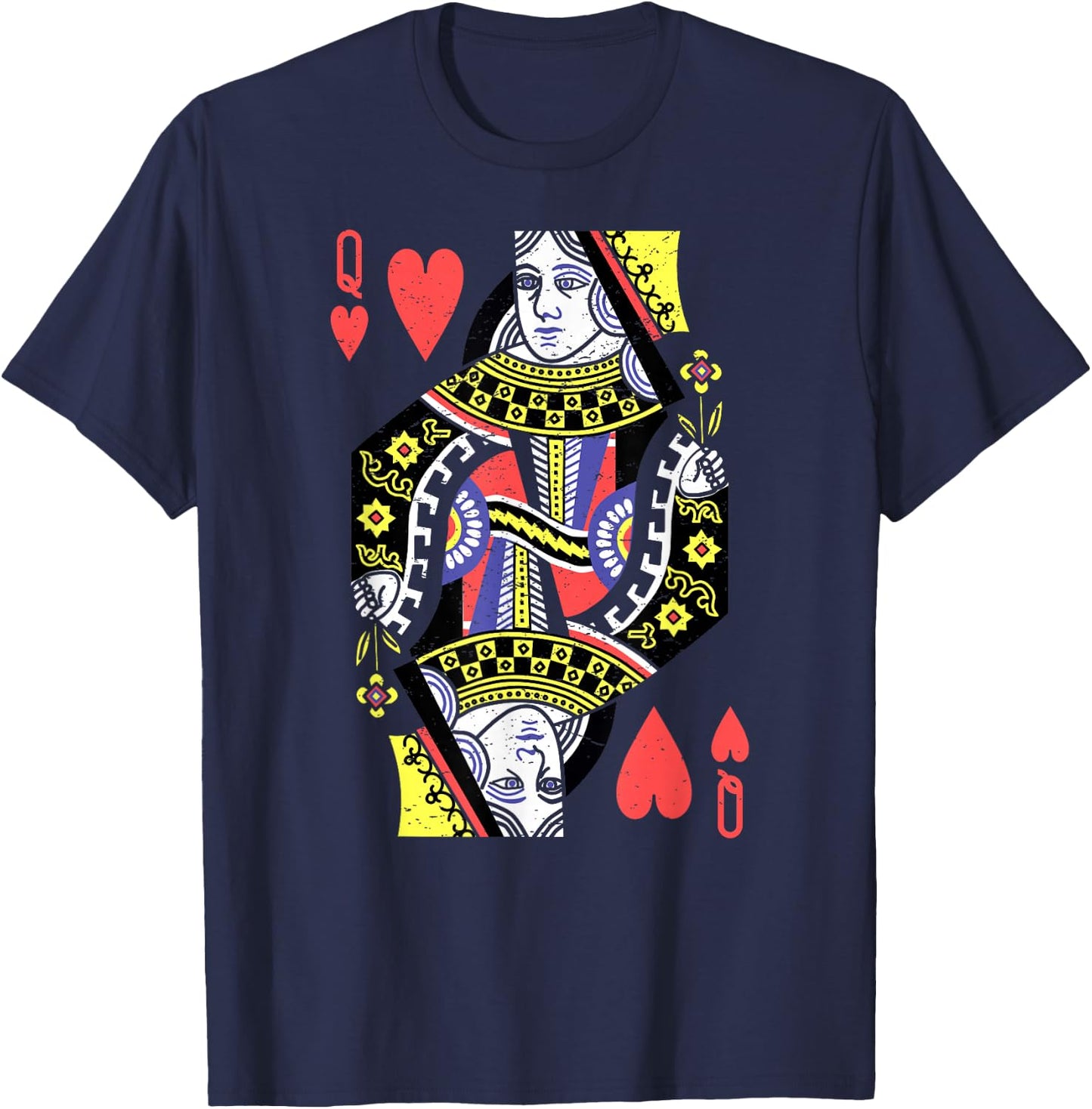 Queen of Hearts Playing Card Halloween Costume Valentine's T-Shirt - T-Shirt | Navy