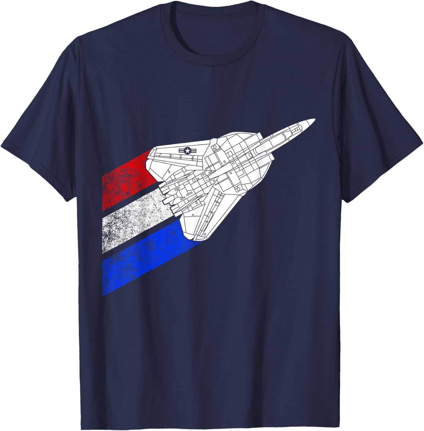 Vintage American Flag F14 Tomcat Airplane Schematic F-14 Jet T-Shirt - T-Shirt | Navy