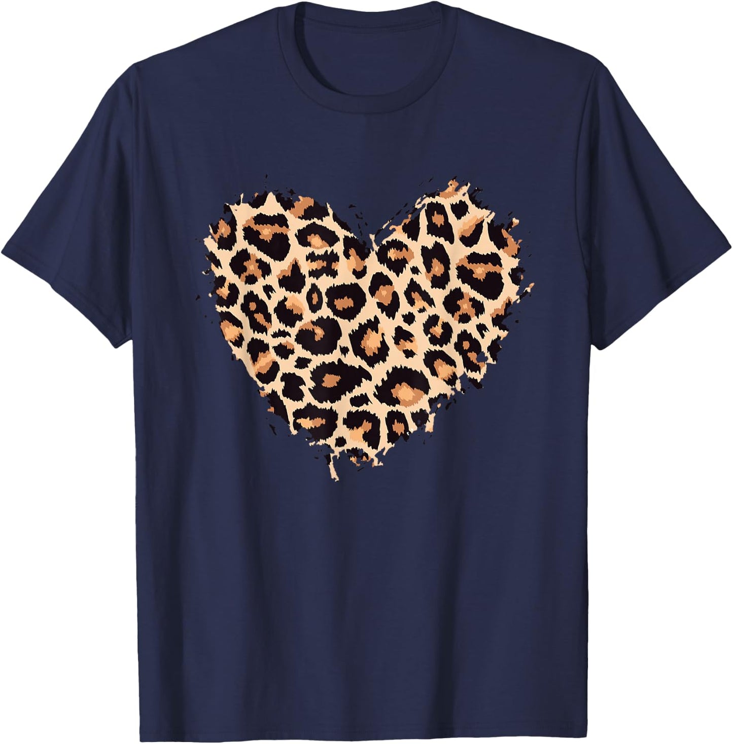 Cheetah Leopard Heart Girls Animal Print Small T-Shirt - T-Shirt | Navy