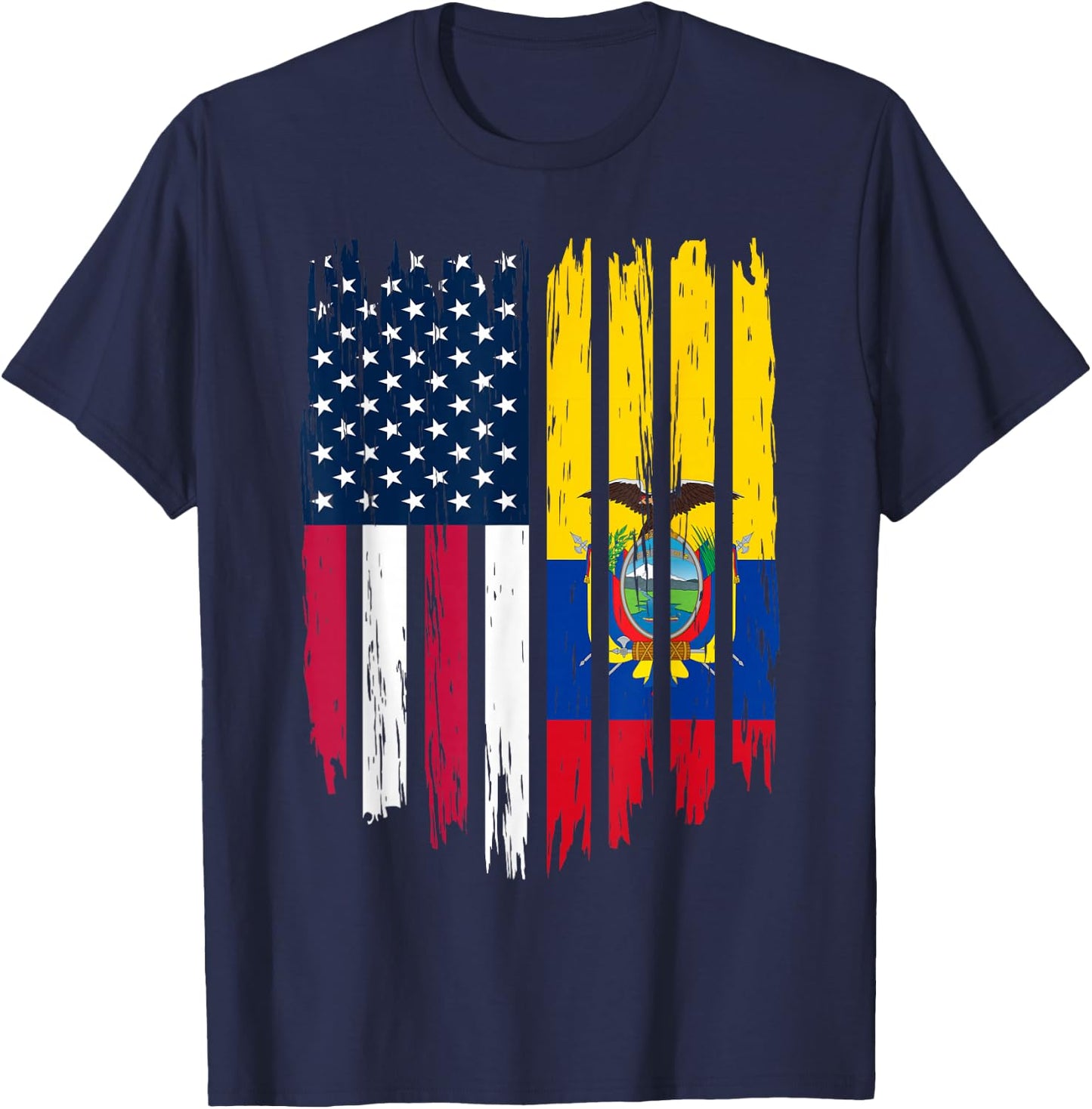 Foreigner Immigrant - USA United States Ecuador Flag T-Shirt - T-Shirt | Navy