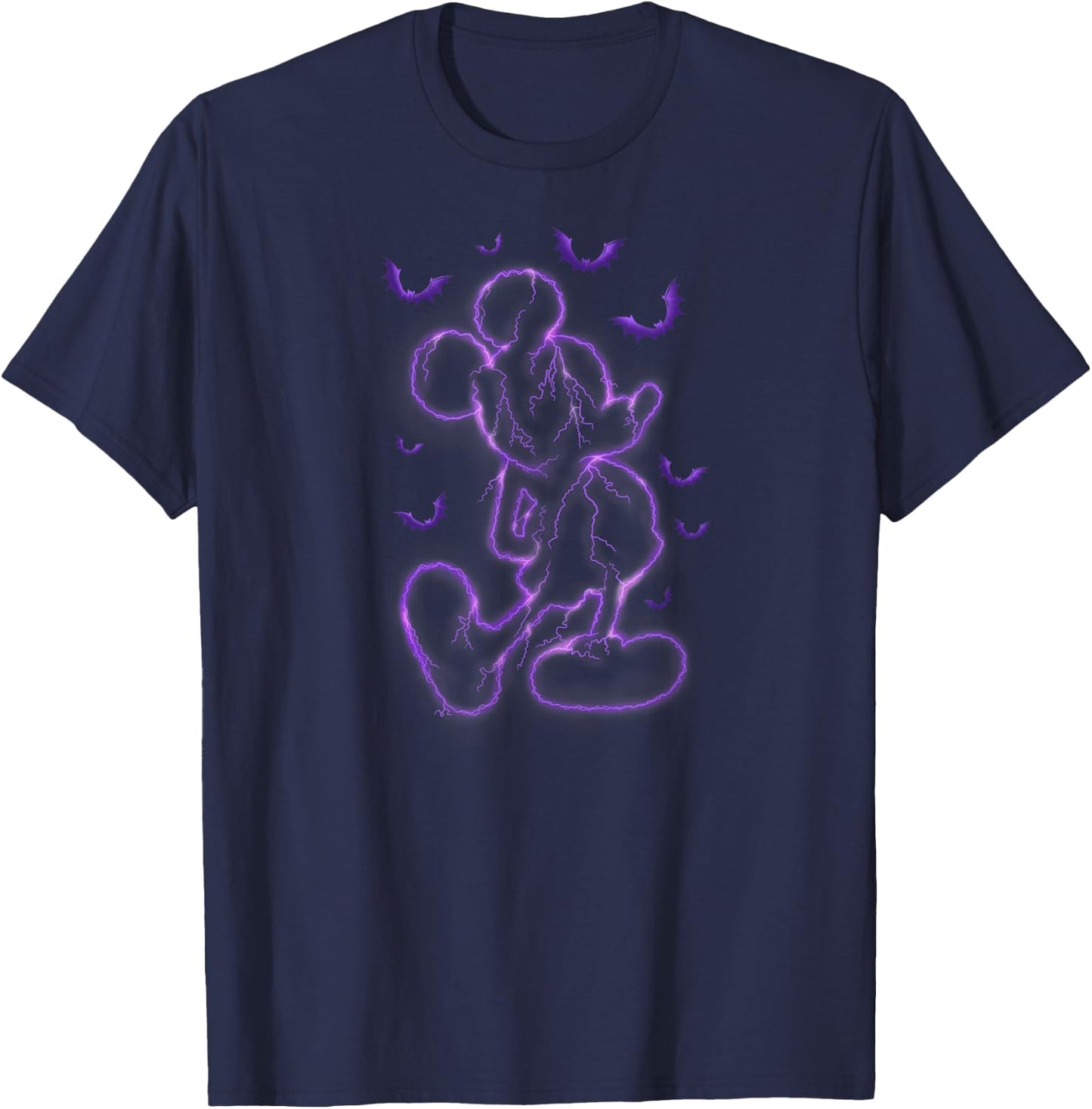 Disney - Mickey Purple Lighting Outline Halloween T-Shirt - T-Shirt | Navy