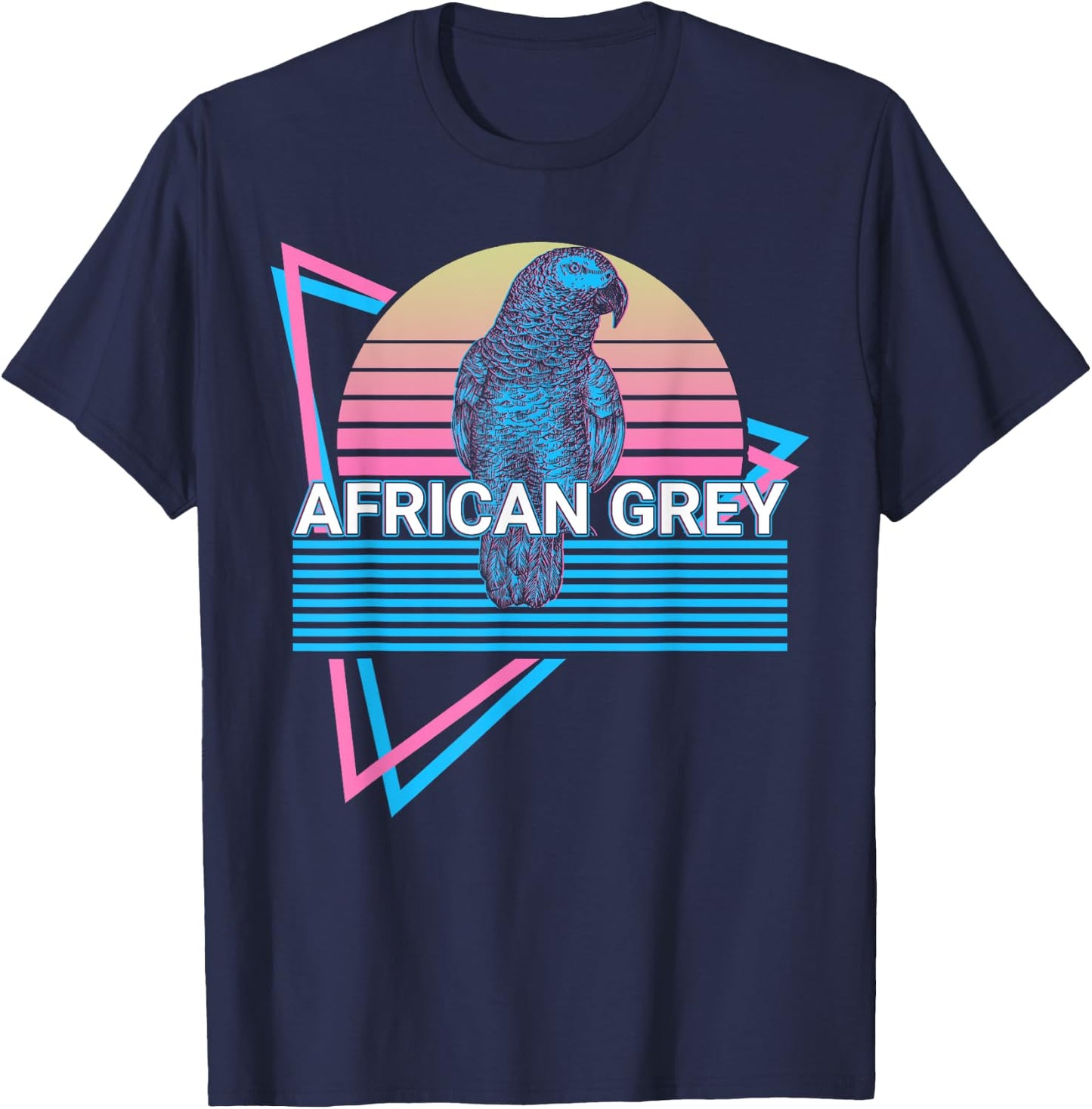 African Grey Parrot Retro T-Shirt - T-Shirt | Navy