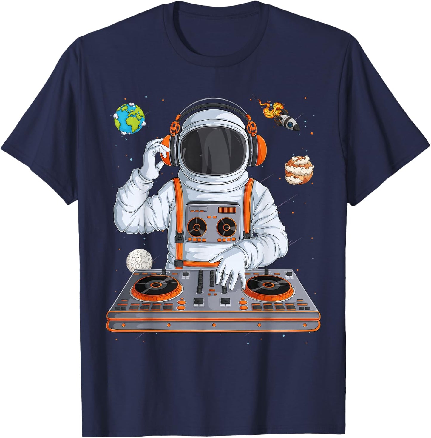 DJ Astronaut Techno Music Lover Outer Space Spaceman Men T-Shirt - T-Shirt | Navy