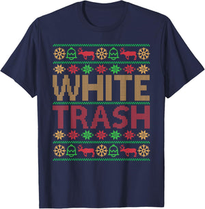 White Trash Christmas Ugly Christmas T-Shirt - T-Shirt | Navy