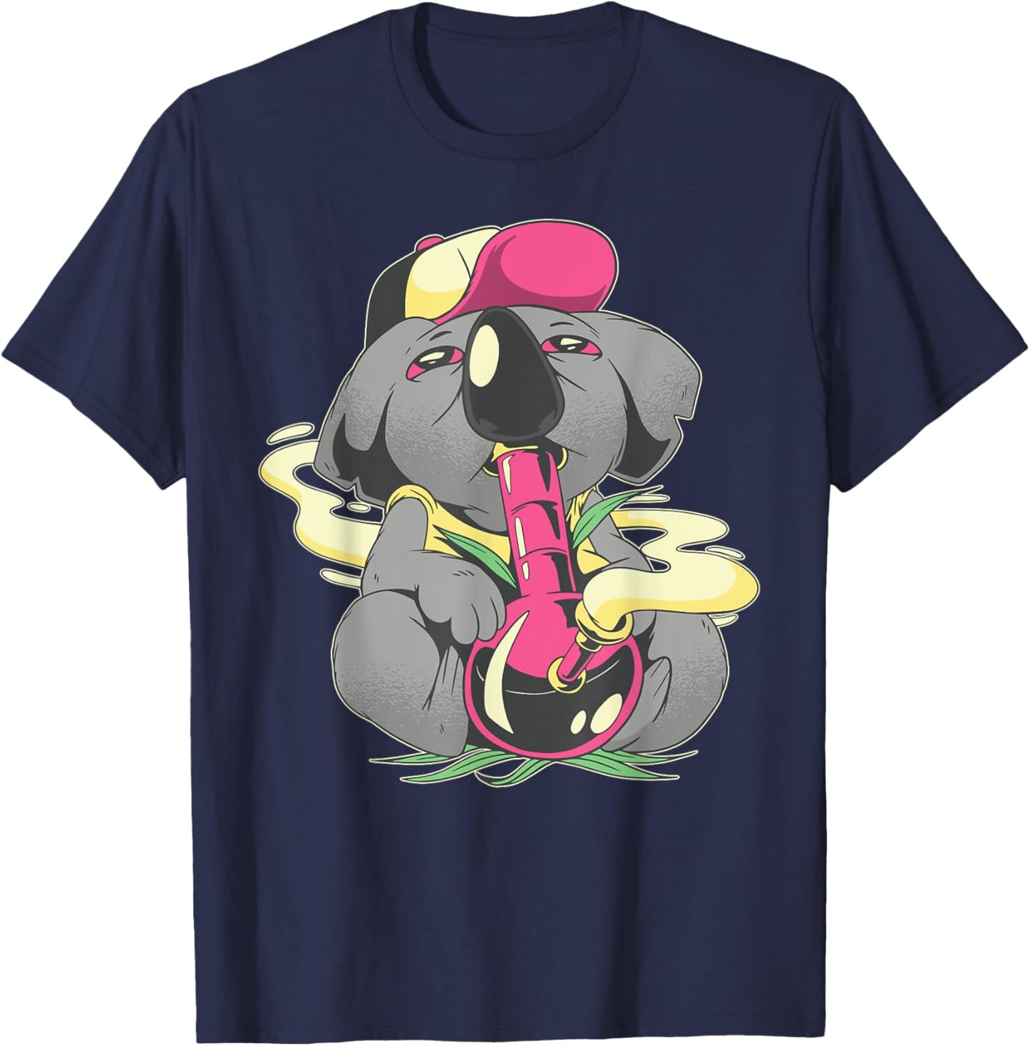 Pothead Koala Smoke Marijuana Bong Kush Stoner Psychadelic T-Shirt - T-Shirt | Navy