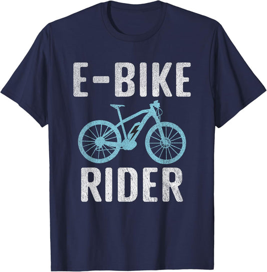 E Bike Rider E Biking Electric Bike Bicycle T-Shirt - T-Shirt | Navy