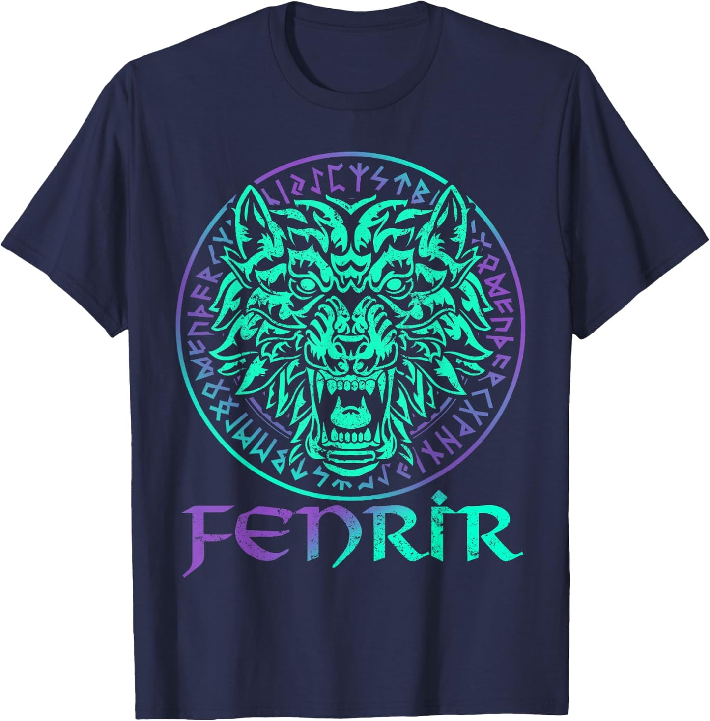 Fenrir Wolf Vargr Viking Norse Mythology Warg Myth Animal T-Shirt - T-Shirt | Navy