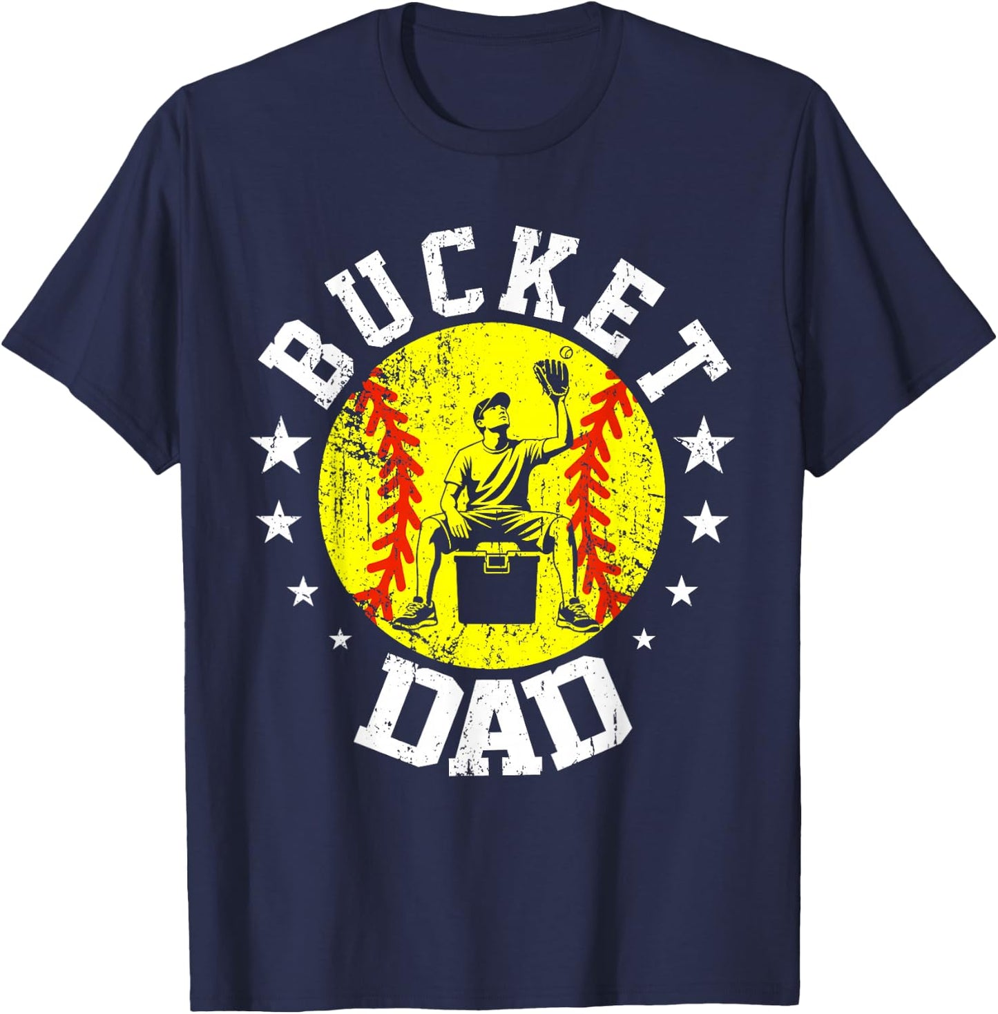 Bucket Dad Softball Dad Funny Father's Day Sports Daddy Men T-Shirt - T-Shirt | Navy