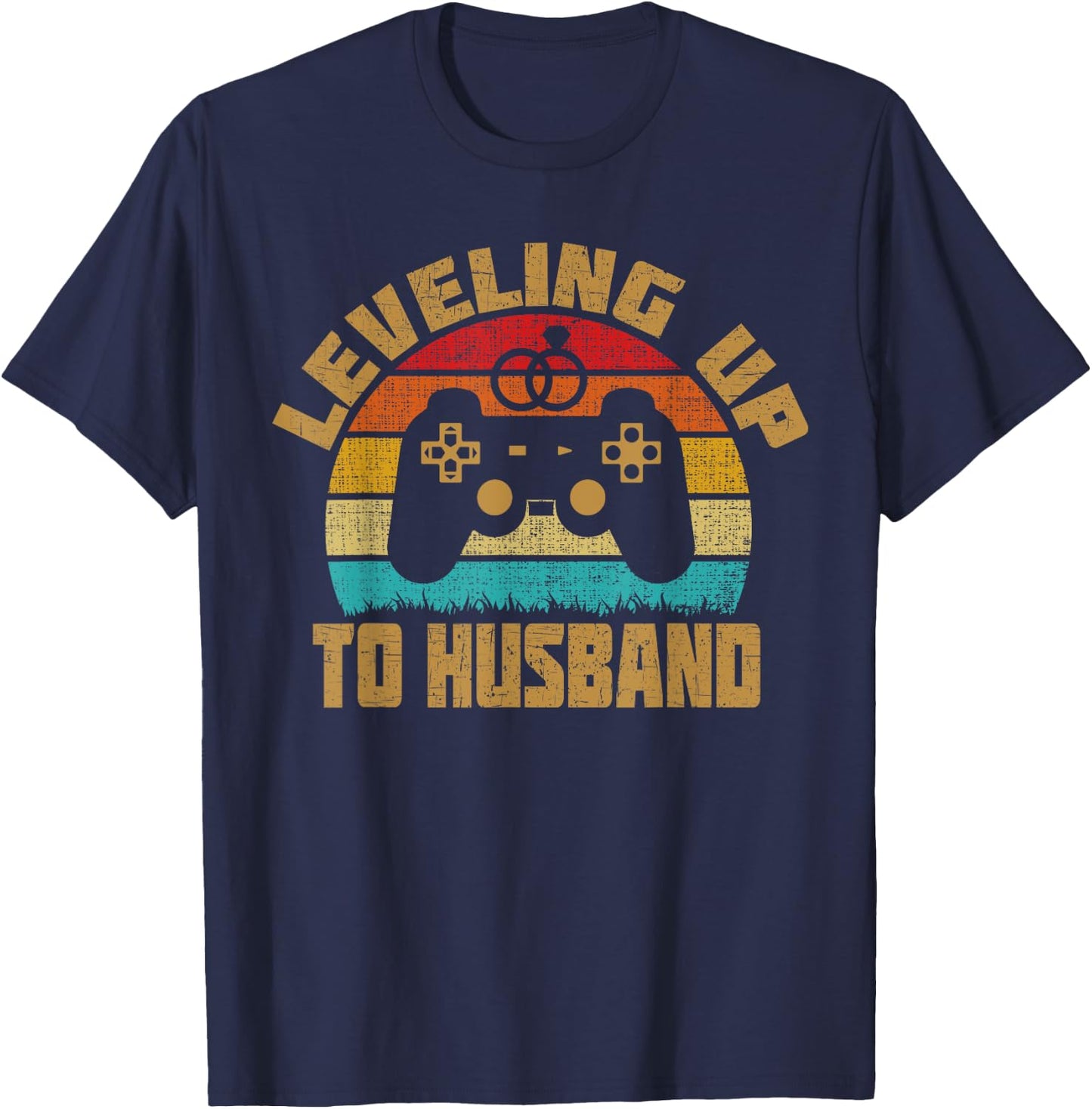Leveling Up To Husband Newlywed Groom Video Game Lovers T-Shirt - T-Shirt | Navy