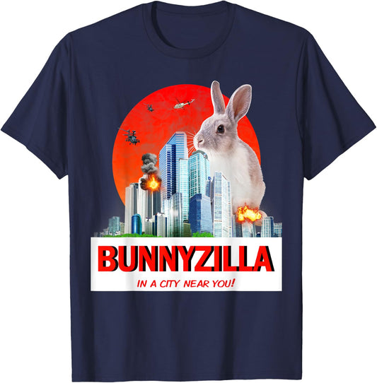 Bunny Rabbit Lovers Fun Bunny Bunnyzilla Gift T-Shirt - T-Shirt | Navy