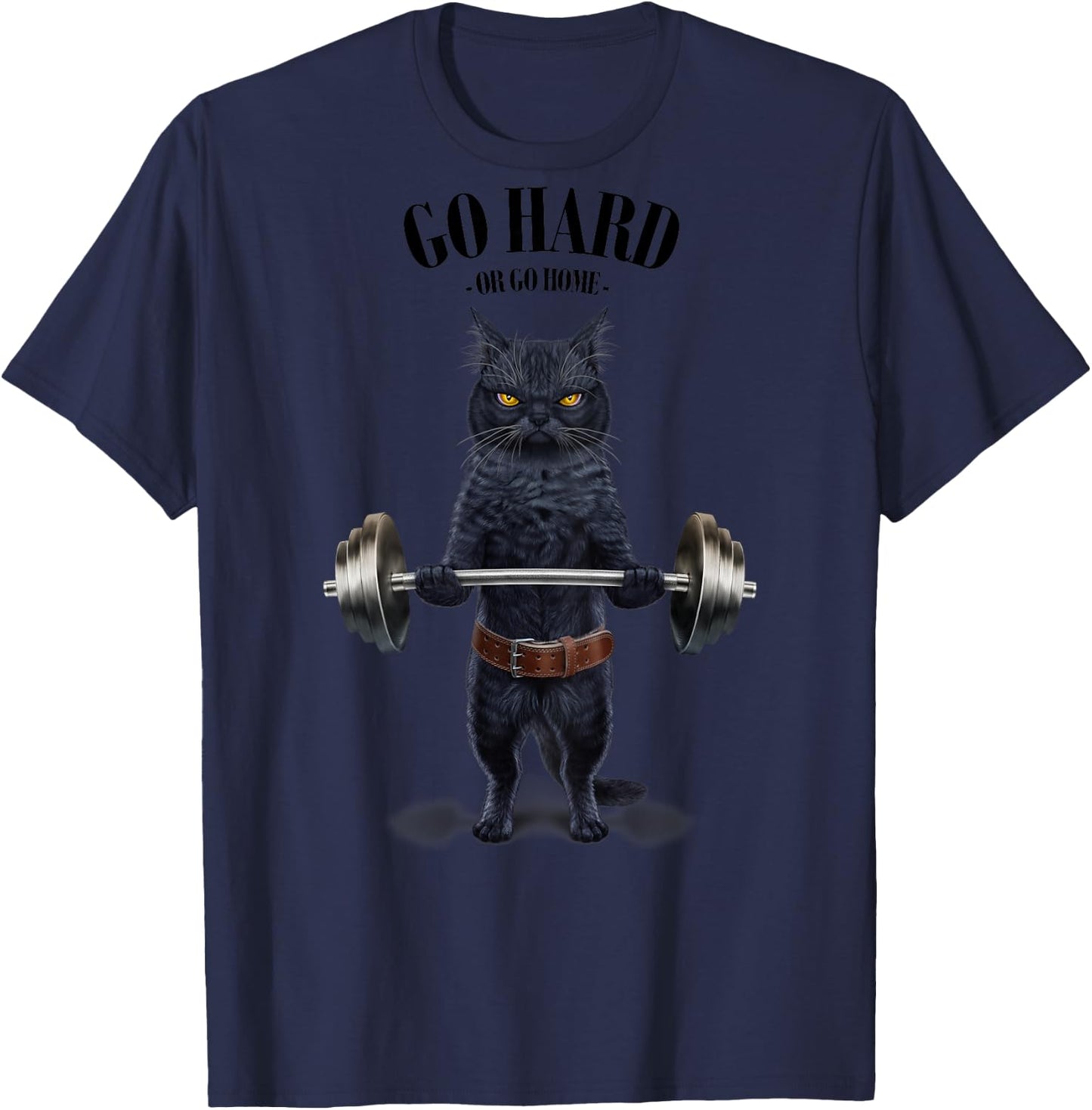 Black Cat Weightlifting in Fitness Gym Men Women Girls Kids T-Shirt - T-Shirt | Navy