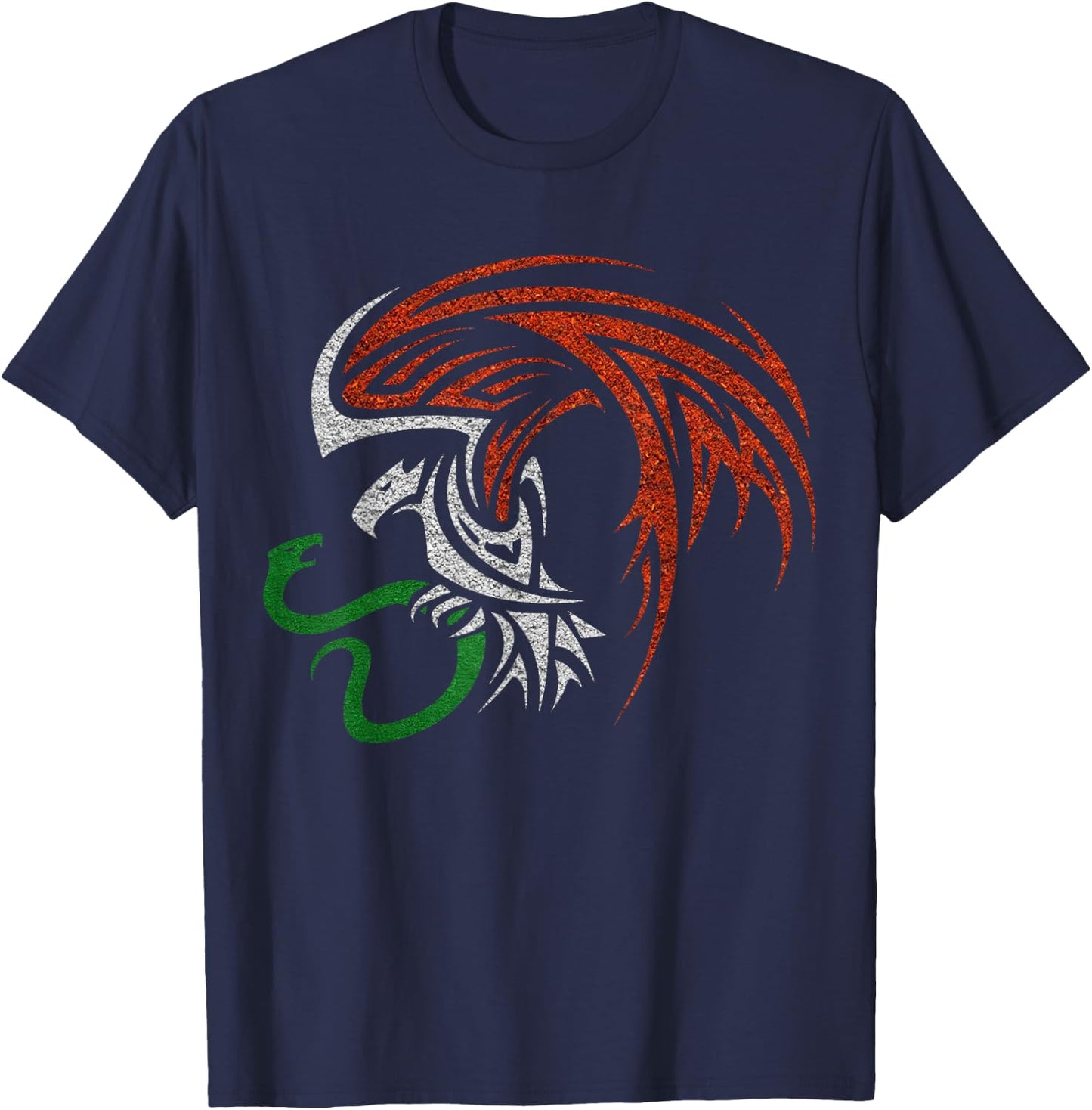 Mexican Eagle Aztec Style - Mexican Coat of Arms Tribal T-Shirt - T-Shirt | Navy