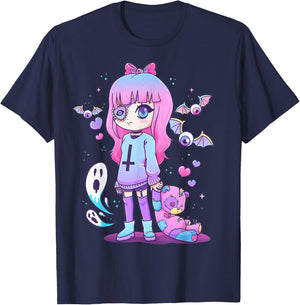 Pastel Goth Creepy Girl Teddy Bear Kawaii Emo Cute Nu Goth T-Shirt - T-Shirt | Navy