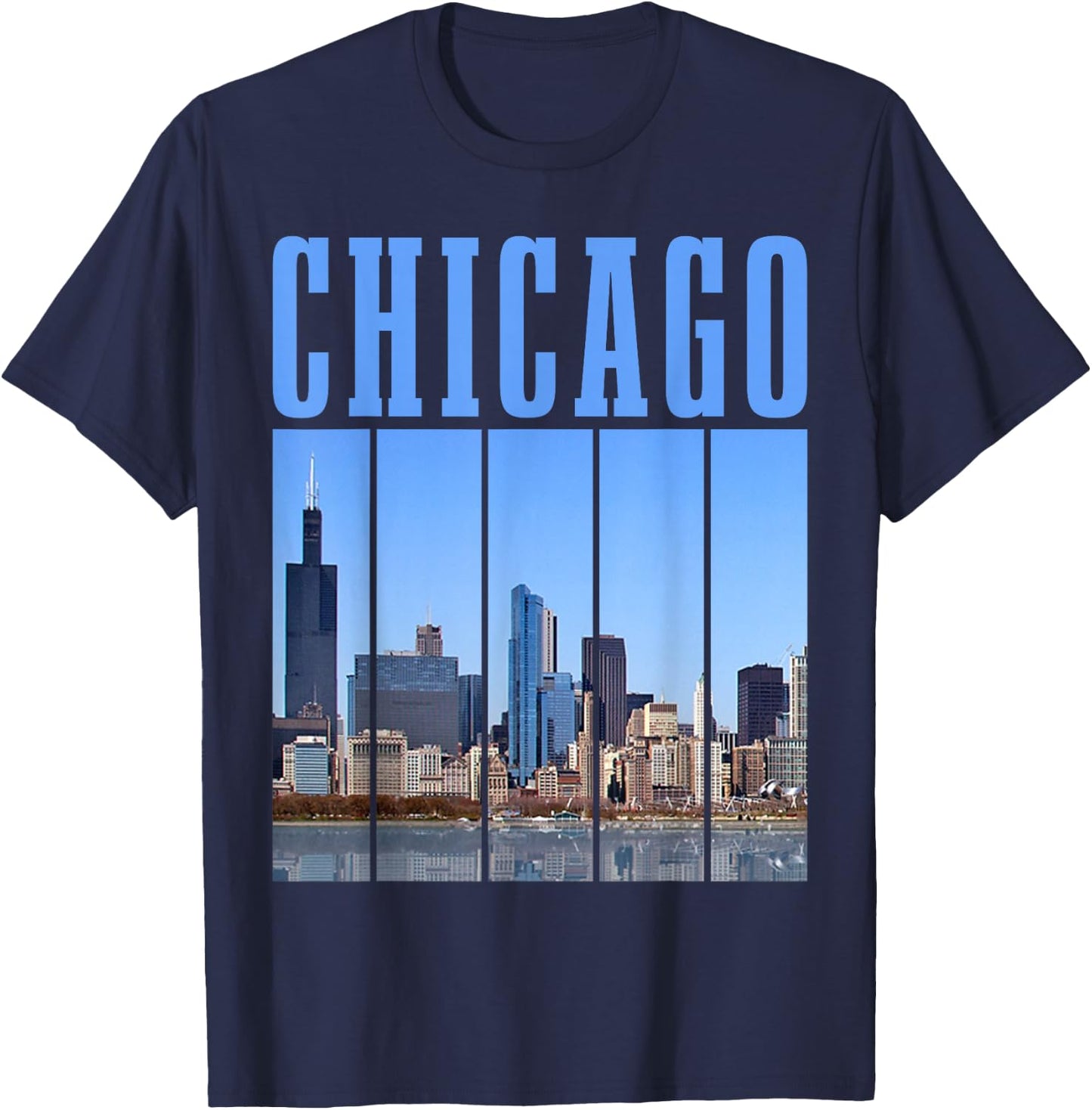 Chicago Illinois Vintage Pride Chicago Skyline T-Shirt - T-Shirt | Navy