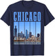 Chicago Illinois Vintage Pride Chicago Skyline T-Shirt - T-Shirt | Navy