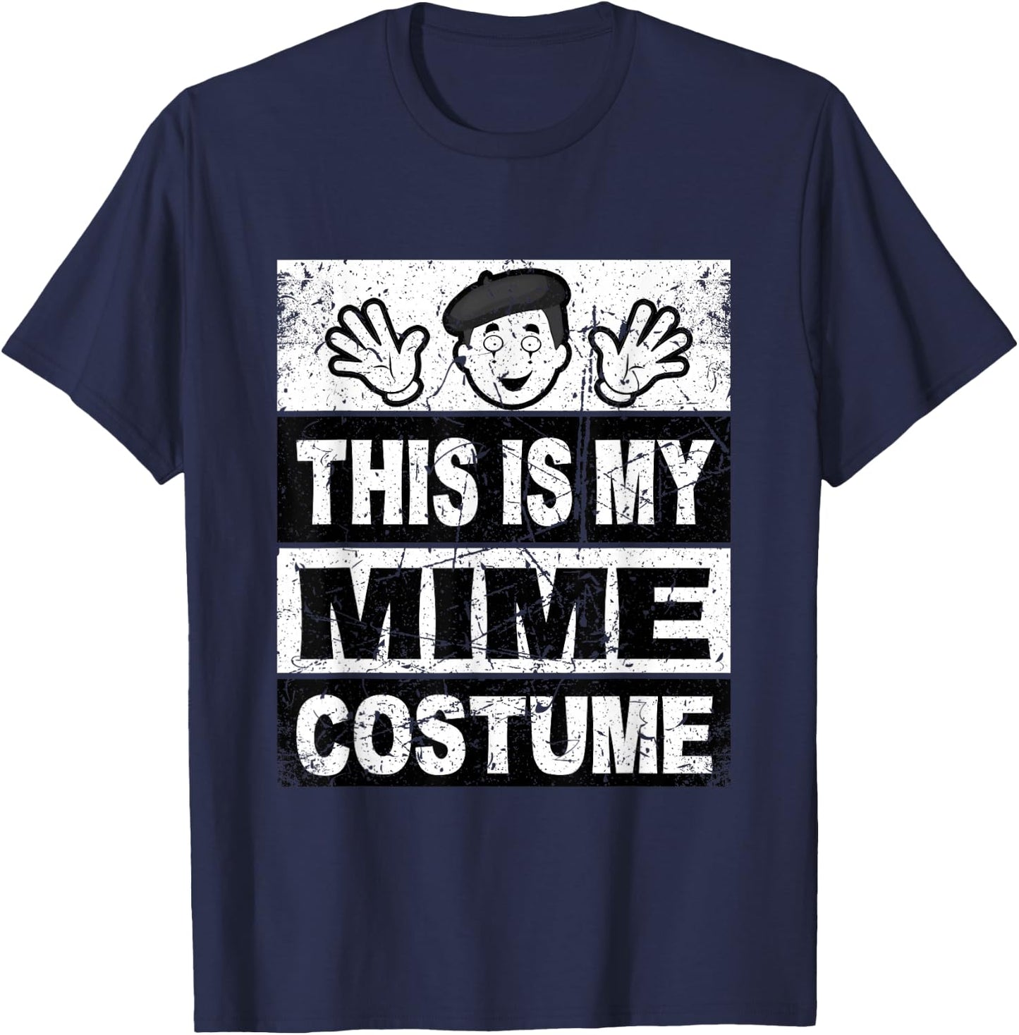 Retro Mime Costume Shirt Boys Mask Lazy Outfit T-Shirt - T-Shirt | Navy
