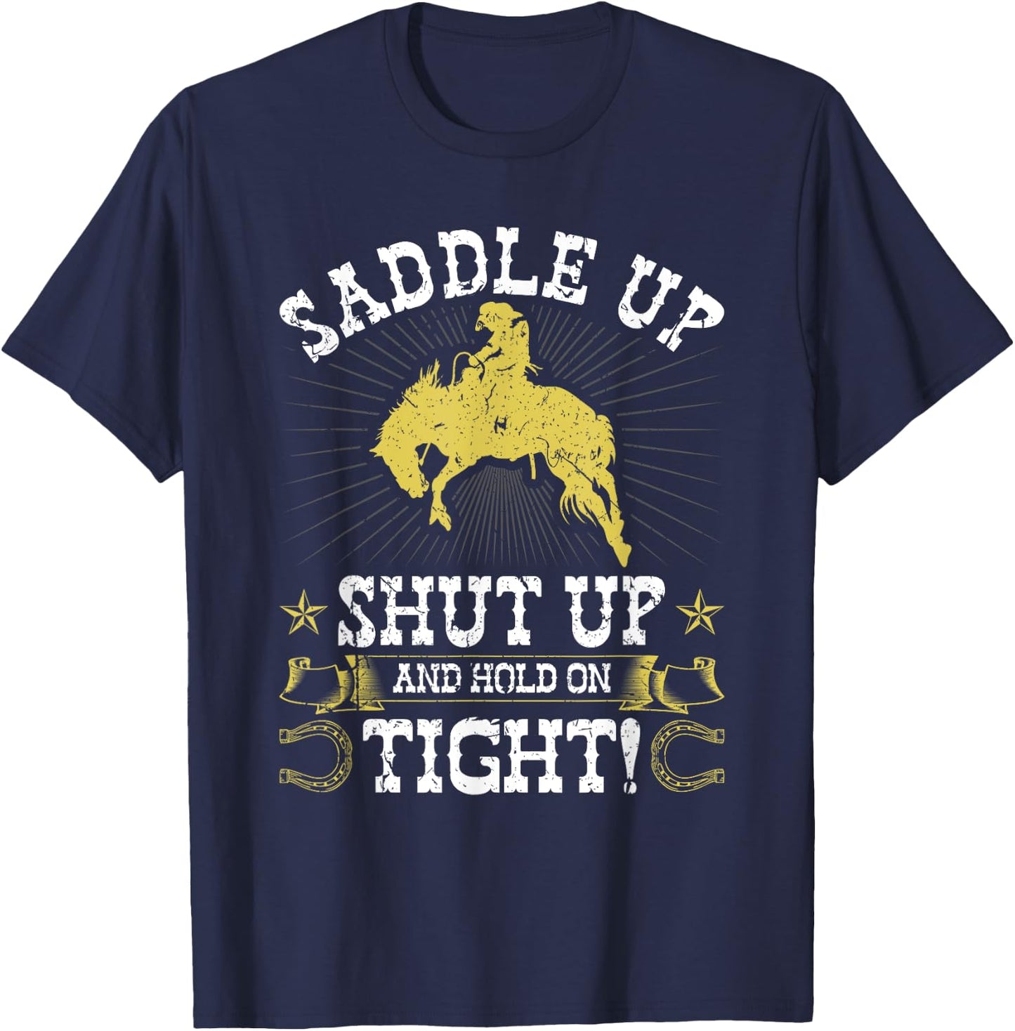 Rodeo Saddle Up, Bronc Riding Cowboy Rodeo Western T-Shirt - T-Shirt | Navy