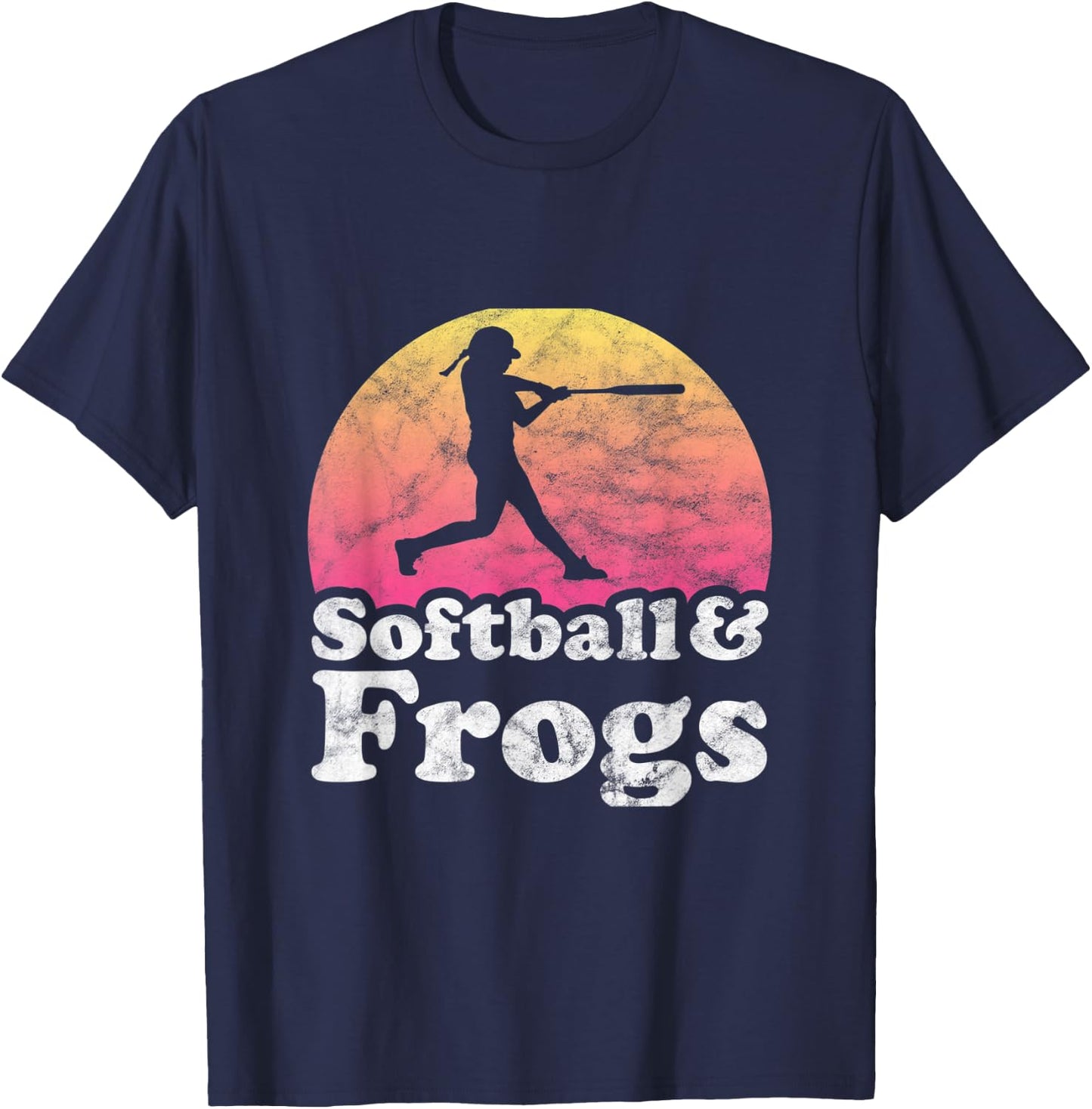 Softball and Frogs Women or Girls Frog T-Shirt - T-Shirt | Navy