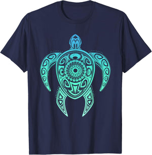 Colorful Turtle Watercolor Maori Ocean Scuba T-Shirt - T-Shirt | Navy