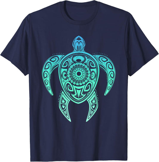 Colorful Turtle Watercolor Maori Ocean Scuba T-Shirt - T-Shirt | Navy