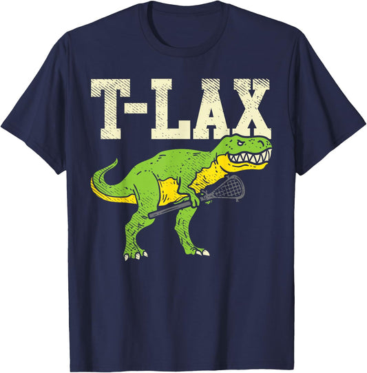 T-Lax Funny T-Rex Lacrosse Dinosaur Lover Lax Player Gift T-Shirt - T-Shirt | Navy
