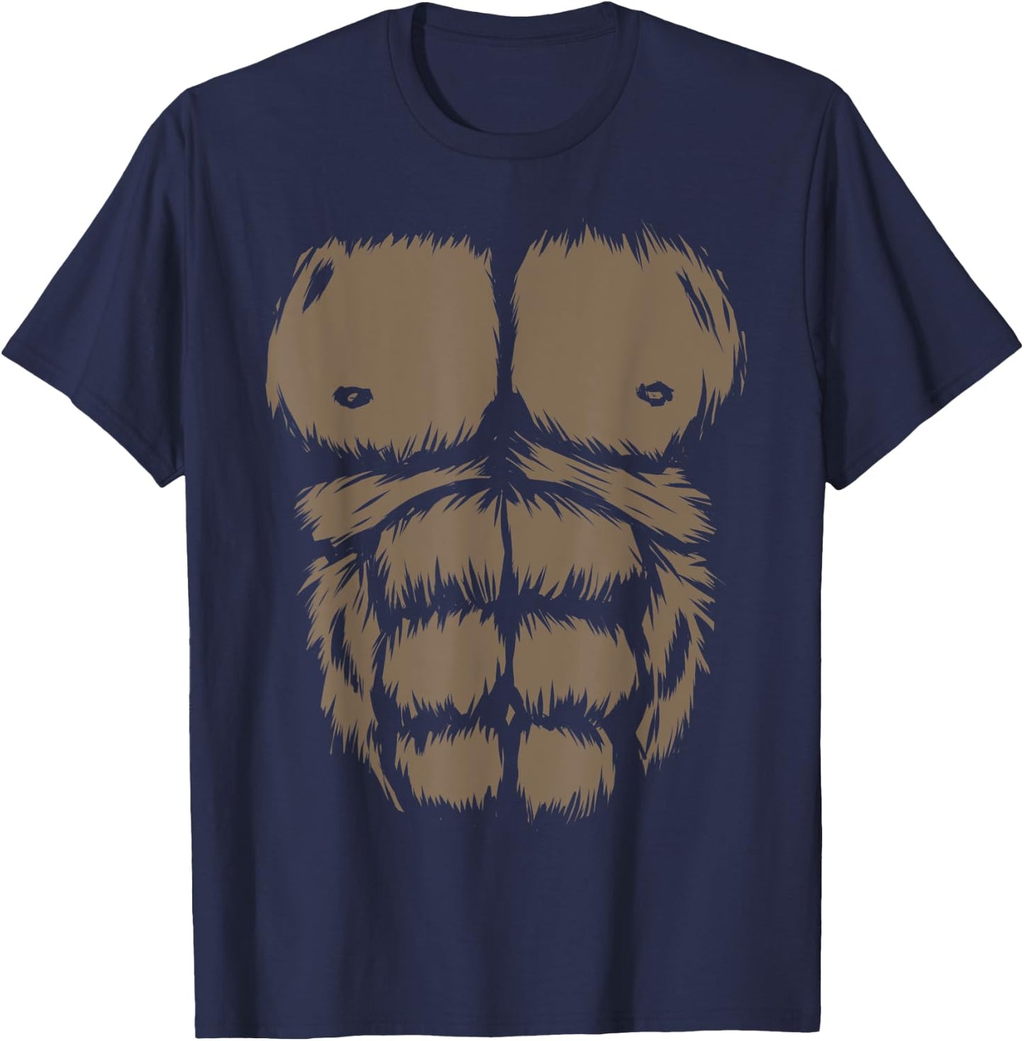 Funny Gorilla Chest Monkey Belly Abs Halloween Costume T-Shirt - T-Shirt | Navy