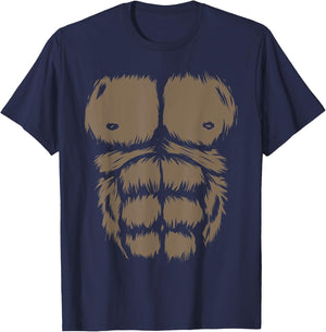 Funny Gorilla Chest Monkey Belly Abs Halloween Costume T-Shirt - T-Shirt | Navy