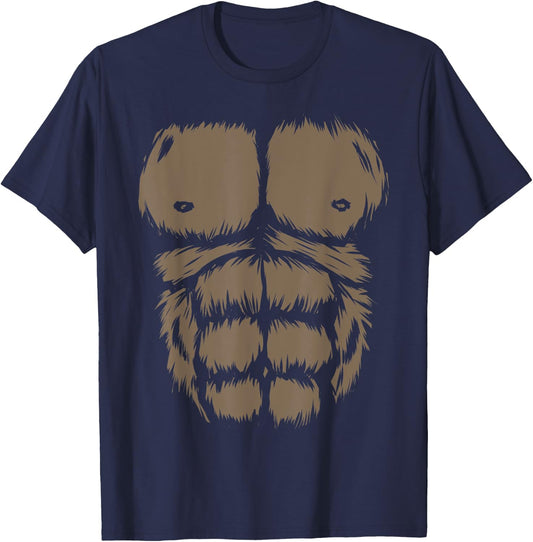Funny Gorilla Chest Monkey Belly Abs Halloween Costume T-Shirt - T-Shirt | Navy