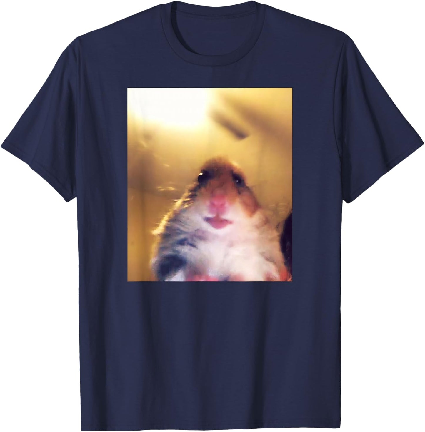 Staring Hamster Meme Front Camera T-Shirt - T-Shirt | Navy