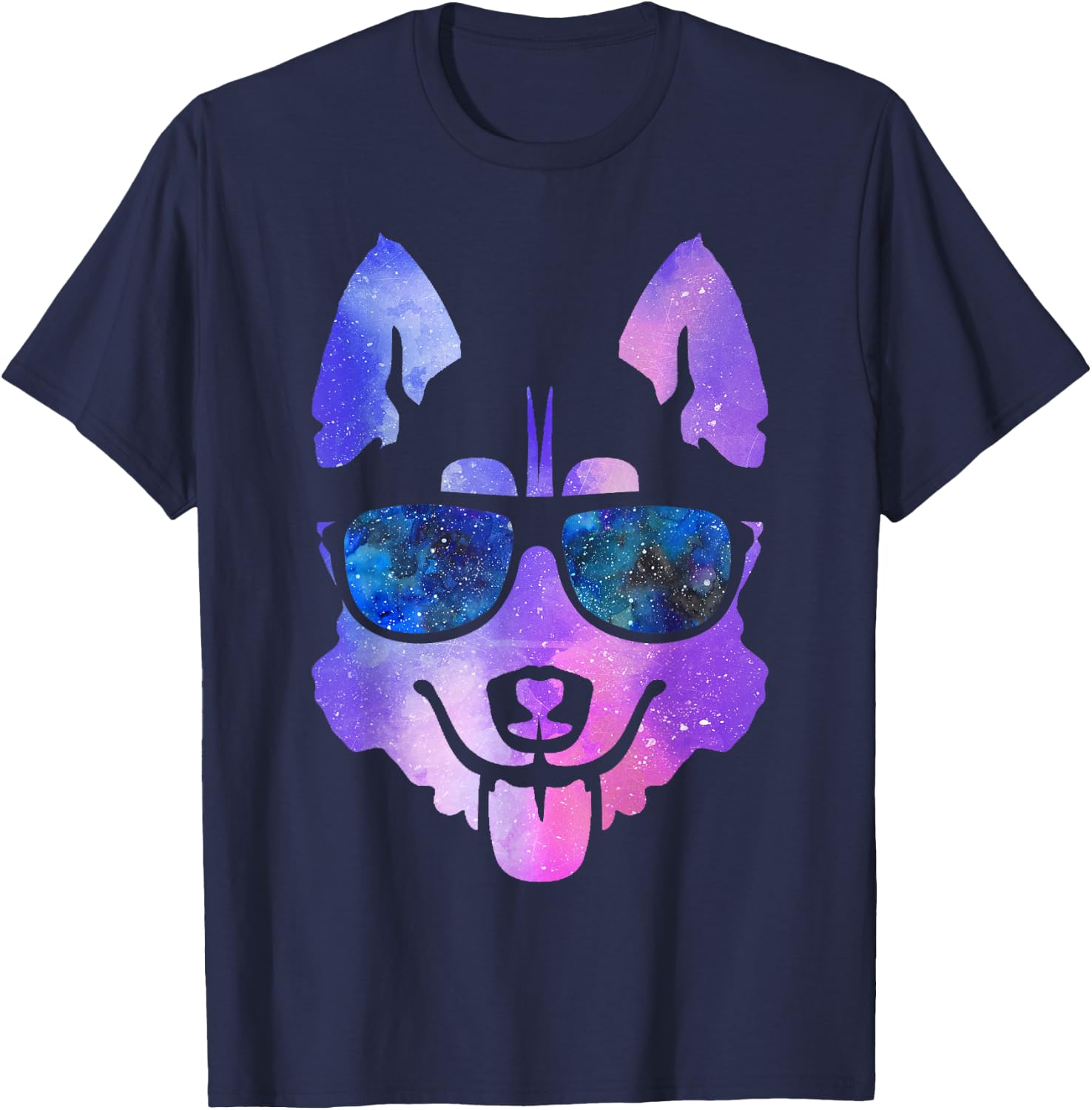 Galaxy Husky Dog Galaxy Space Dog Shirt Women Girls Kids T-Shirt - T-Shirt | Navy