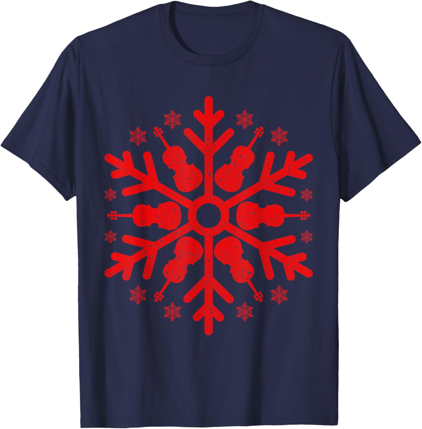 Violinist Orchestra Christmas Day Gift Snowflake Violin T-Shirt - T-Shirt | Navy