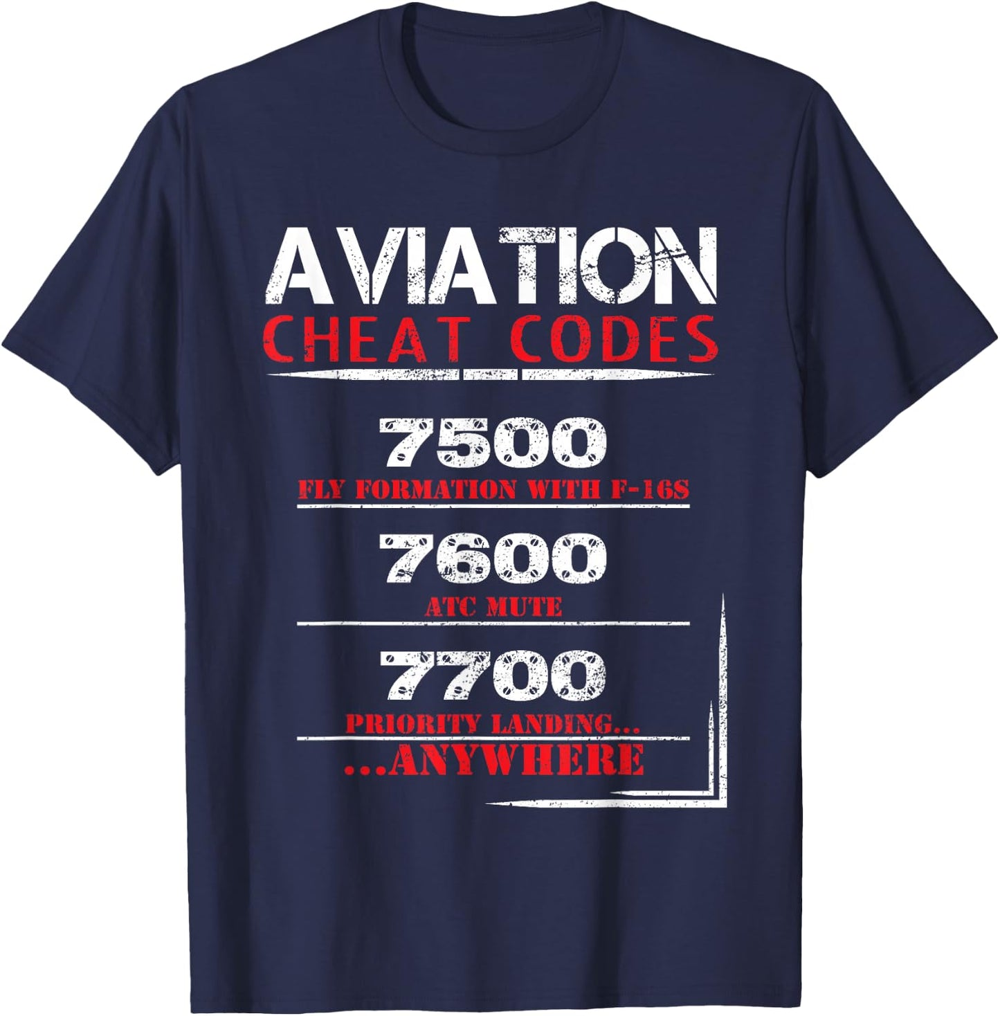 Funny Pilot Aviation cheat code T-Shirt - T-Shirt | Navy