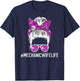 Mechanic's Wife Life Wife of A Mechanic Wife Messy Bun T-Shirt - T-Shirt | Navy