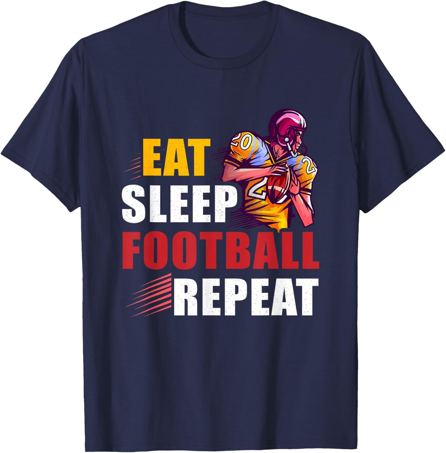 Football Player Sport Athlete Fan Game-Day Motivation Repeat T-Shirt - T-Shirt | Navy
