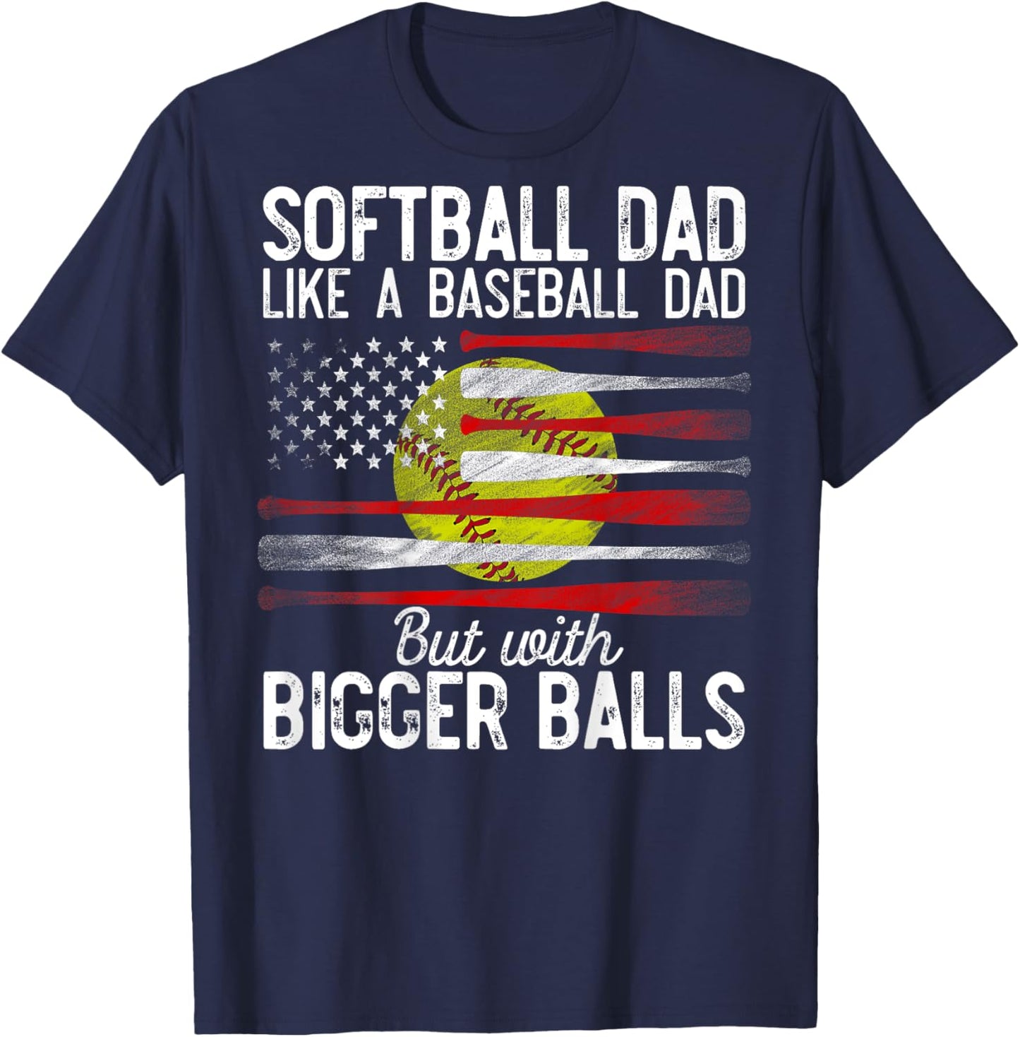 Softball Dad Like A Baseball Dad Definition On Back T-Shirt - T-Shirt | Navy