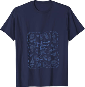 Women's Summer I Turned Forty Coquette Bow Coastal 40th Birthday V-Neck T-Shirt - T-Shirt | Navy