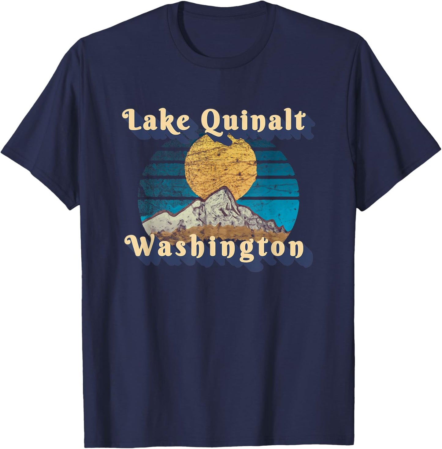 Sunset Scenery Lake Quinalt Washington T-Shirt - T-Shirt | Navy