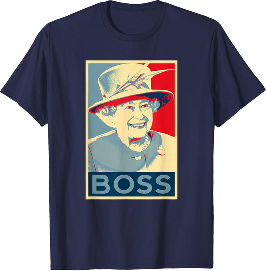 Elizabeth Boss Her Royal Highness Queen of England T-Shirt - T-Shirt | Navy