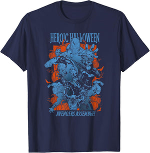Marvel Avengers Classic Halloween Heroes Assemble! T-Shirt - T-Shirt | Navy