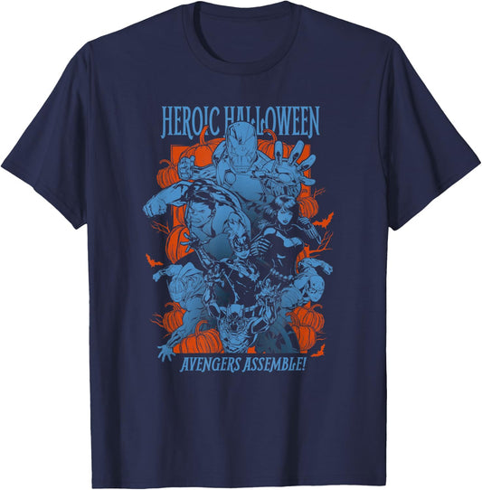 Marvel Avengers Classic Halloween Heroes Assemble! T-Shirt - T-Shirt | Navy