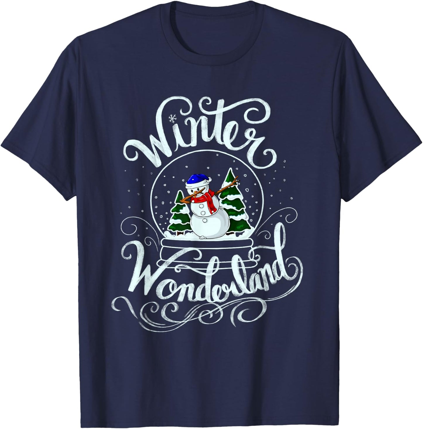 Winter Wonderland Snow Glob Xmas Dabbing Snowman Snowball T-Shirt - T-Shirt | Navy