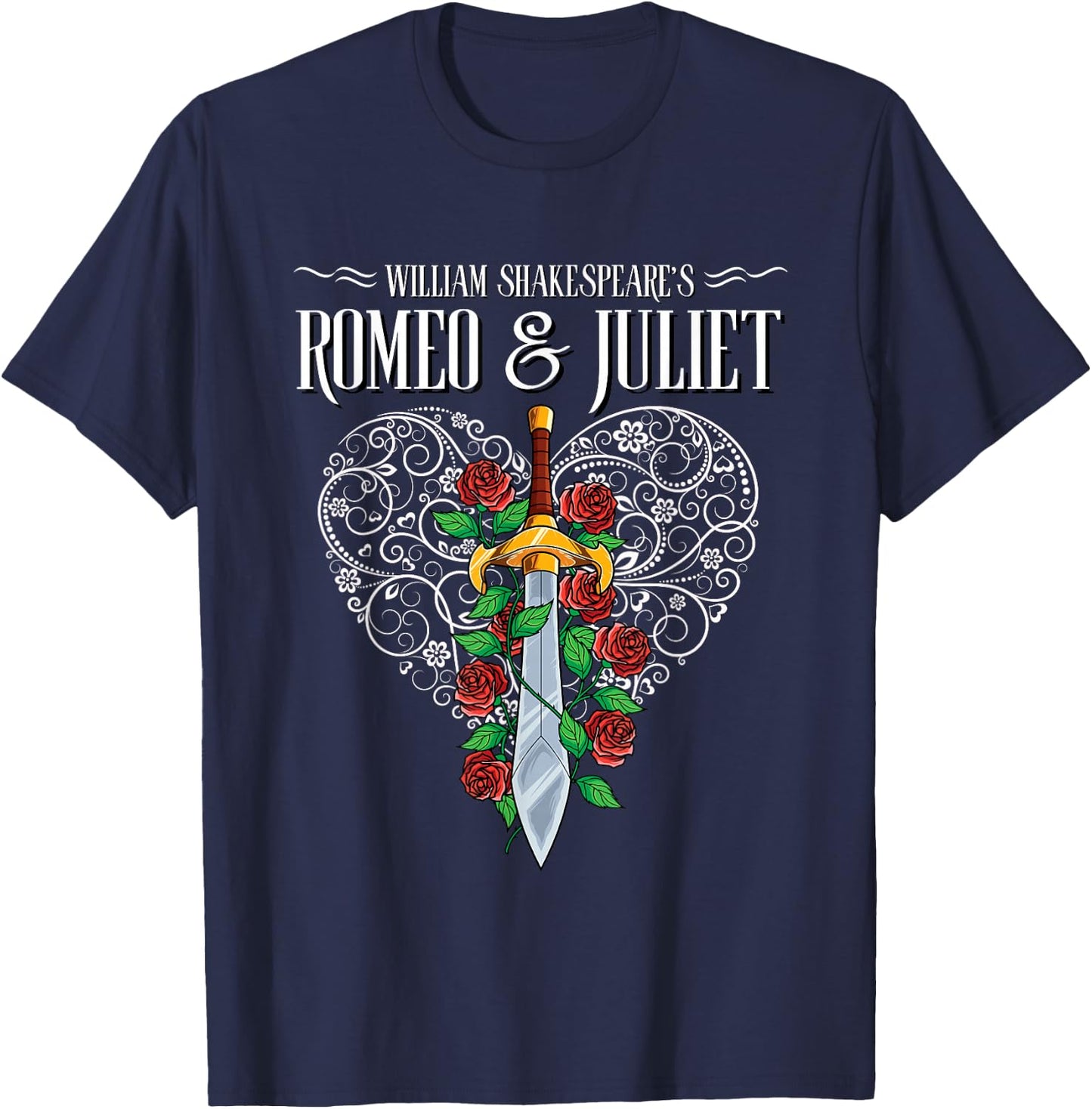 Romeo and Juliet, William Shakespeare, Literature Theatre T-Shirt - T-Shirt | Navy
