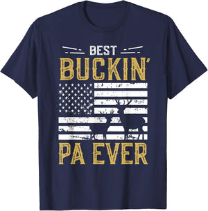 Best Buckin Pa Ever Funny Gift Deer Hunter Cool Hunting T-Shirt - T-Shirt | Navy