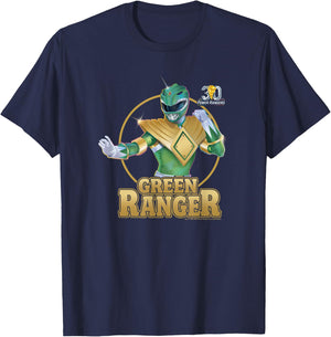 Power Rangers 30th Anniversary Green Ranger Vintage Portrait T-Shirt - T-Shirt | Navy
