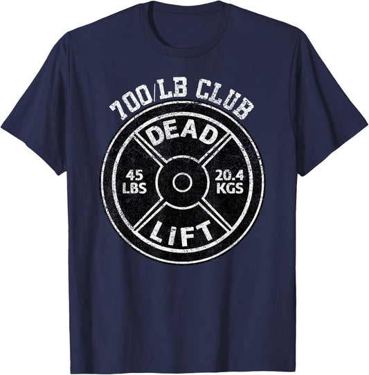 700 Lbs Pound Dead Lift Club Gym Weightlifting Powerlift T-Shirt - T-Shirt | Navy