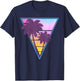 Vaporwave Aesthetic Sunset 1990s 1980s Retro Palm Tree Beach Men Women Kids T-Shirt - T-Shirt | Navy