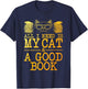 Cat & Book Art Women Cat Librarian Novel Book Lover T-Shirt - T-Shirt | Navy