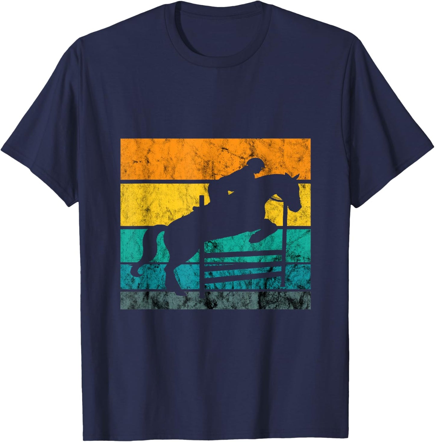 Show Jumping Retro Vintage Equestrian Rider Horseback Riding T-Shirt - T-Shirt | Navy